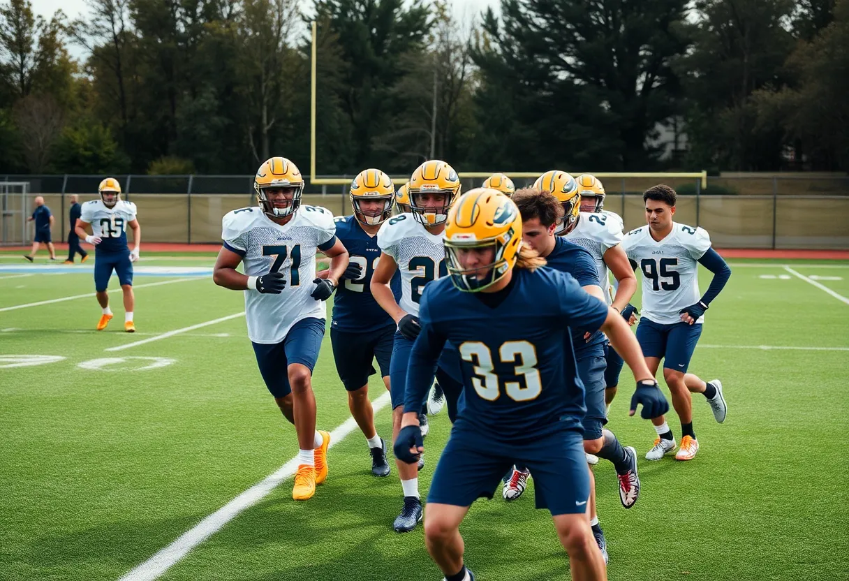 Football players training at Washington State University