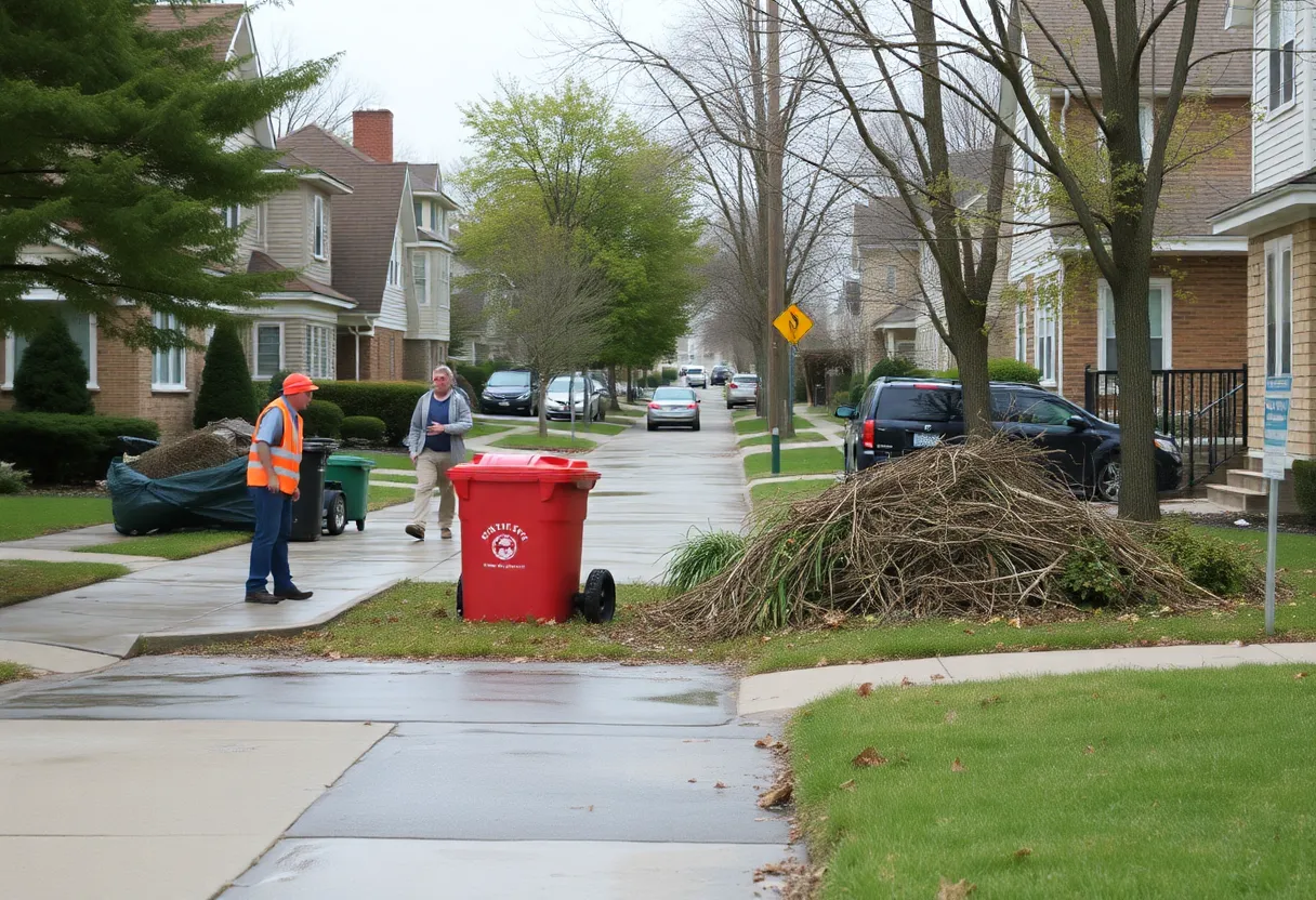 Residents using a yard waste drop-off site in Grand Rapids.