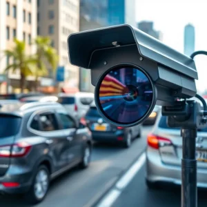 Automated license plate reader camera installed in a Kent County intersection