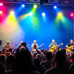 Billy Strings performing live at Van Andel Arena with a large crowd enjoying the concert