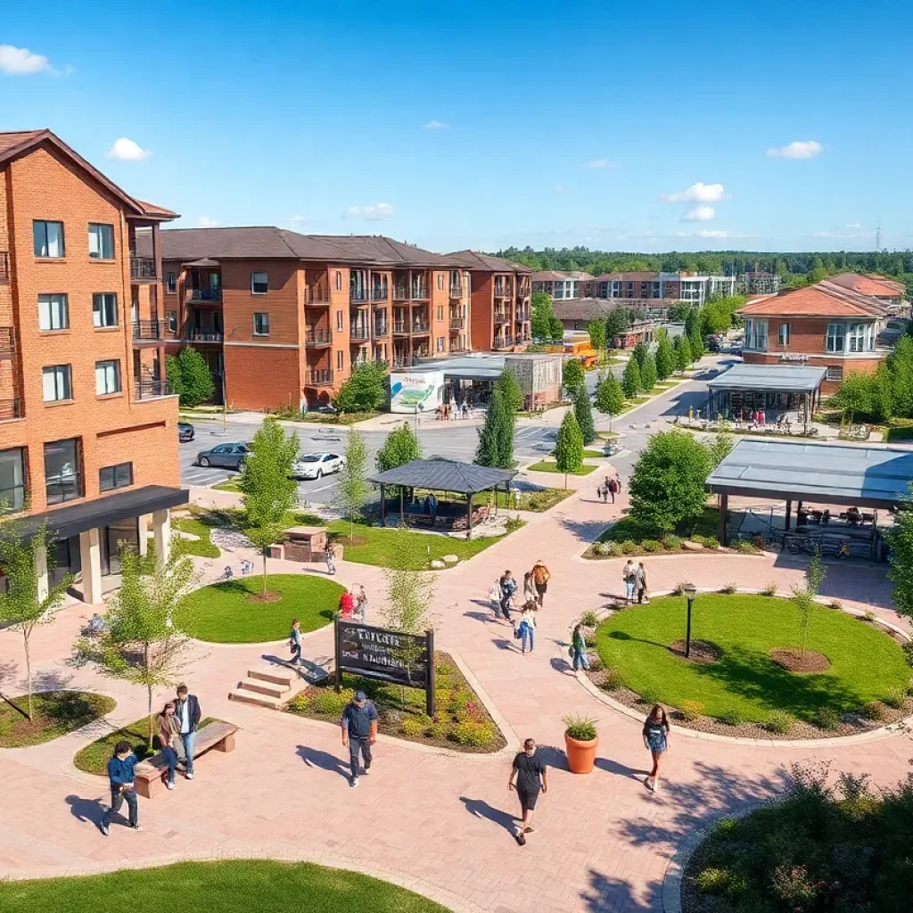 Mixed-use development area in Grand Rapids with residential and commercial spaces