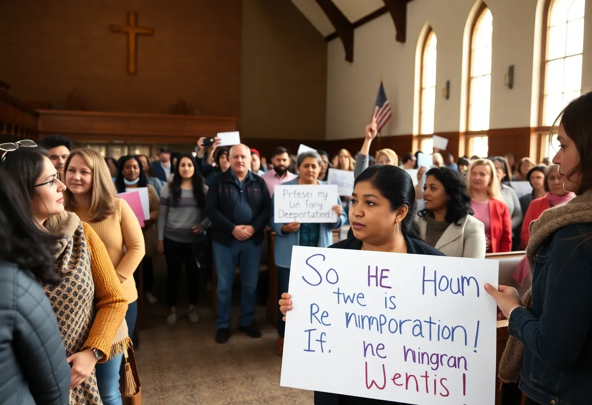 A gathering at a church in Grand Rapids to support immigrant families.