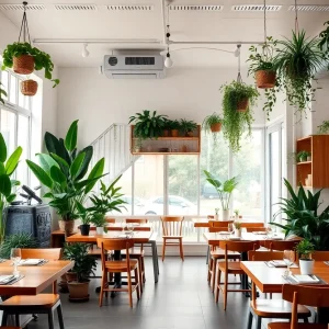 Interior view of FIKA, a plant-based restaurant in Grand Rapids