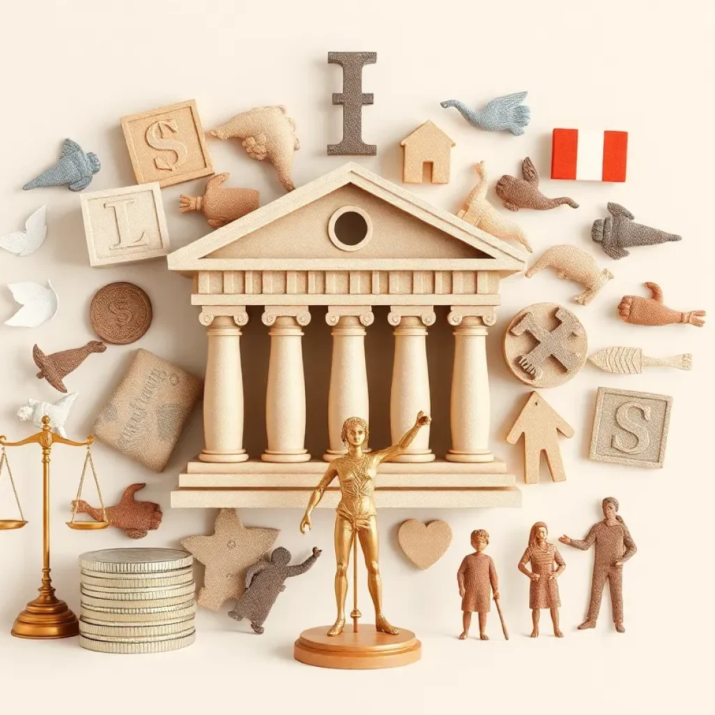 Abstract representation of financial misconduct and community support