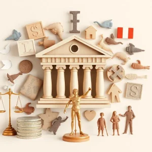 Abstract representation of financial misconduct and community support