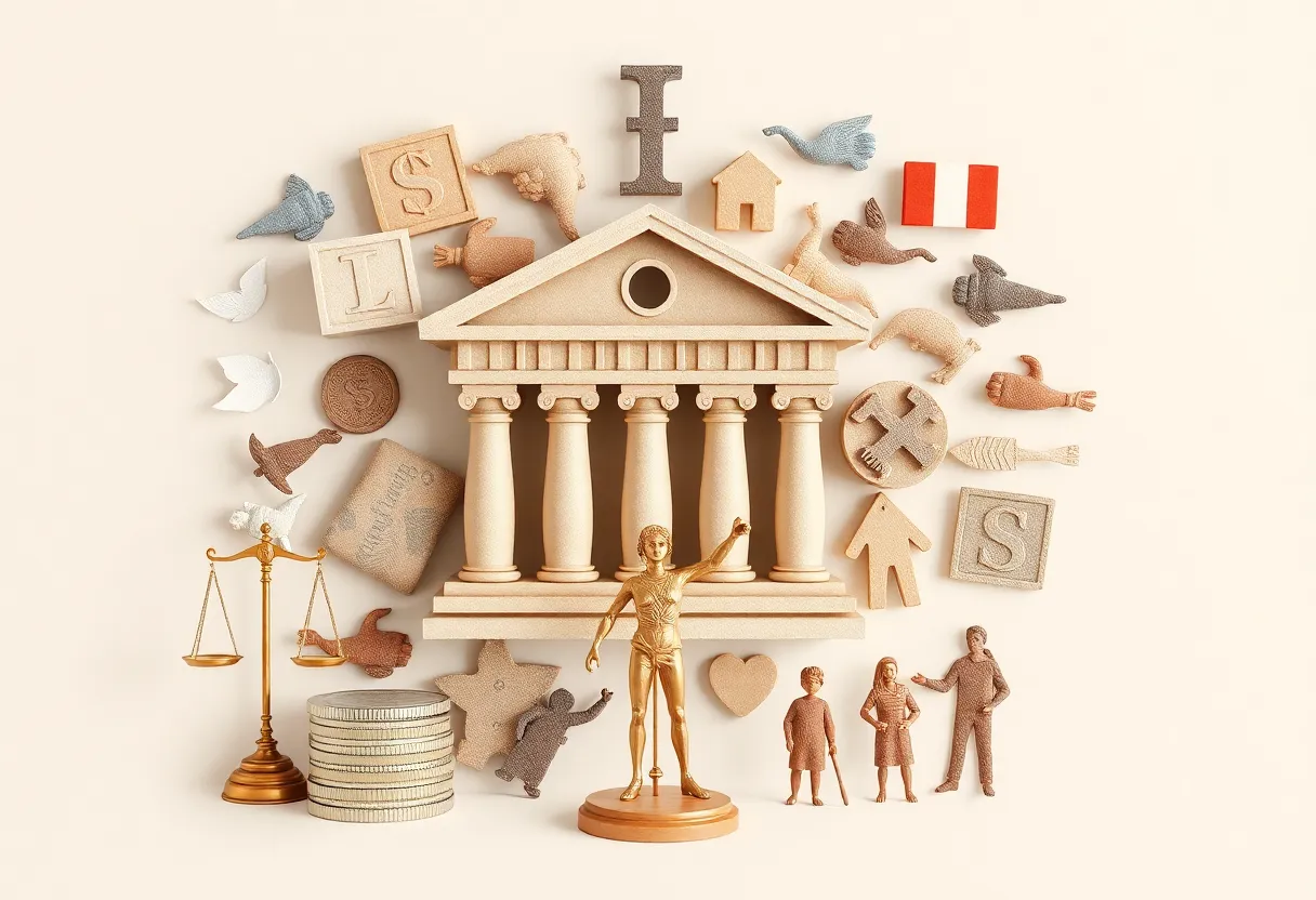 Abstract representation of financial misconduct and community support