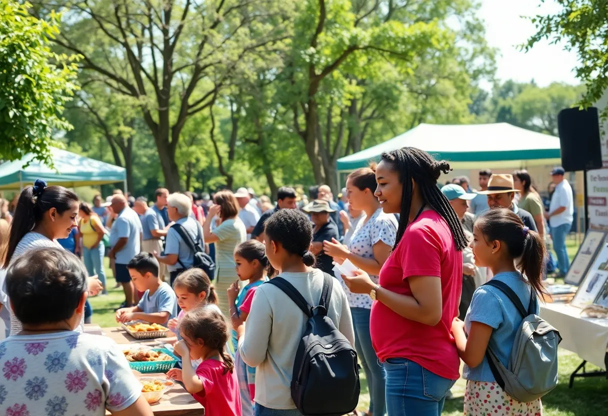Community members enjoying the Grand Rapids anniversary celebration at Rosa Parks Circle.