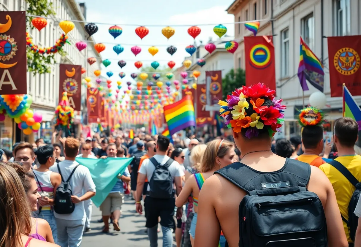 Crowd celebrating at the Grand Rapids Pride Festival