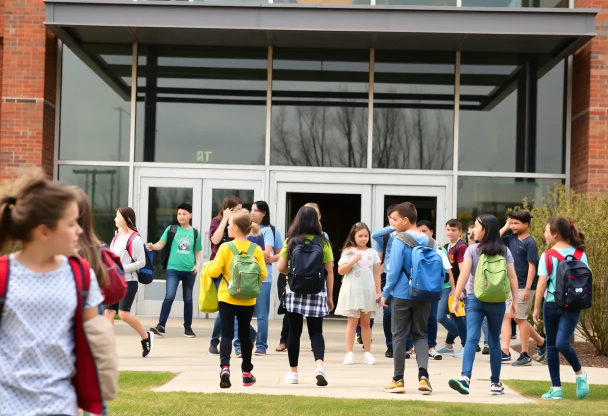 Students participating in outdoor activities at a private high school in Grand Rapids