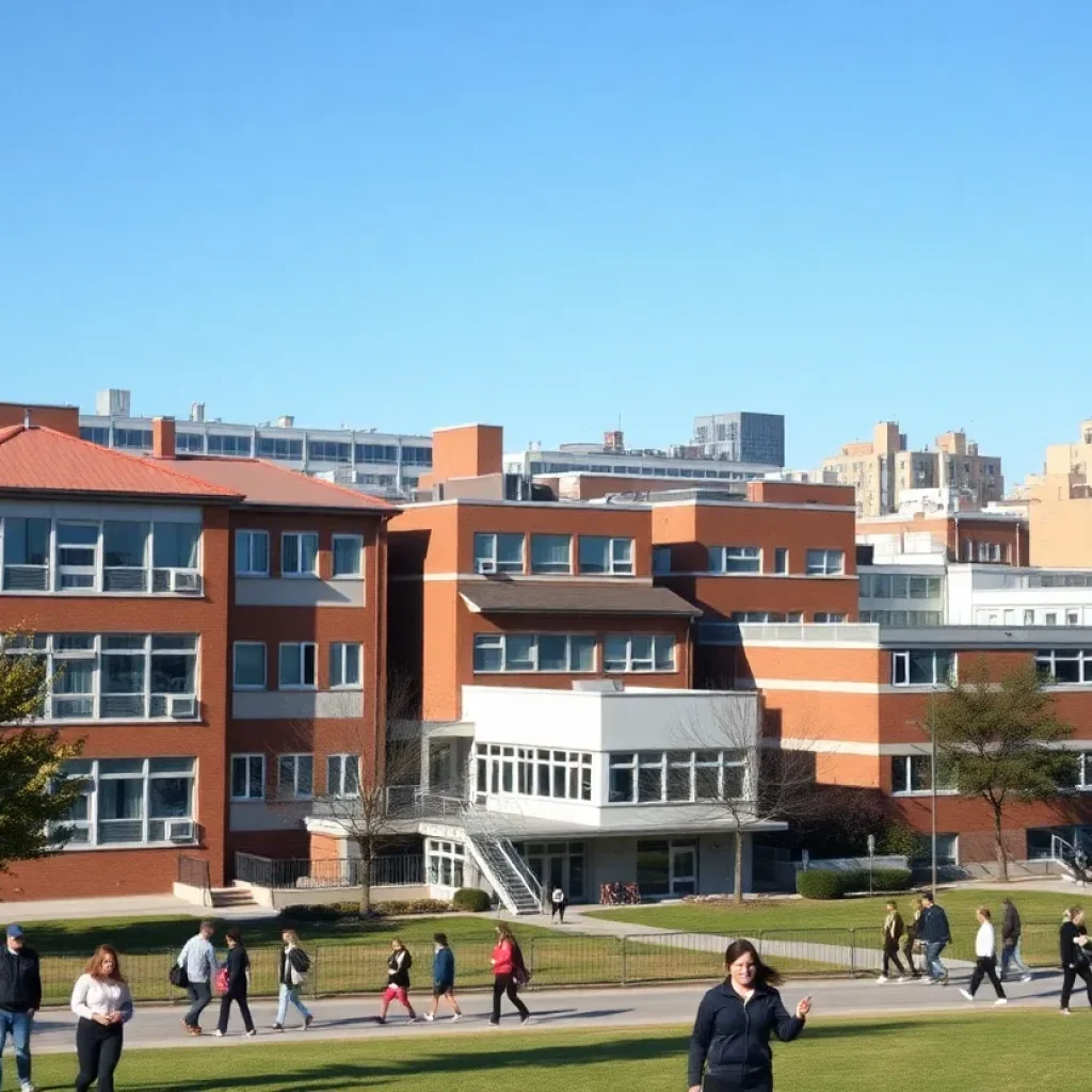 A collage of various private high schools in Grand Rapids showcasing students and buildings