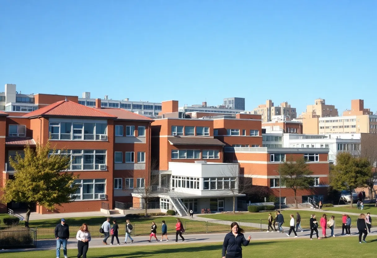 A collage of various private high schools in Grand Rapids showcasing students and buildings