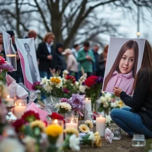 Memorial for a young girl at shooting site in Grand Rapids