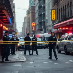 Scene of a shooting incident at a bar in Grand Rapids with police and emergency responders.