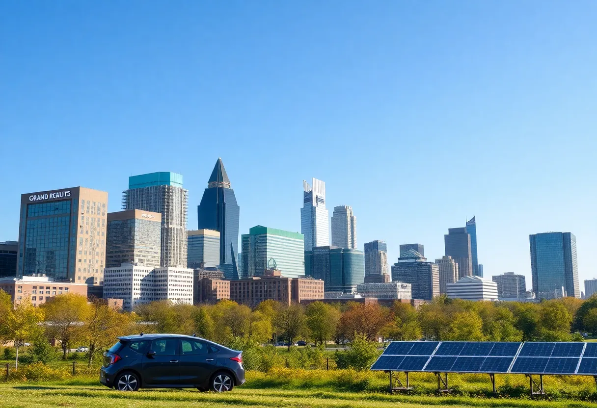 City skyline of Grand Rapids highlighting sustainability efforts