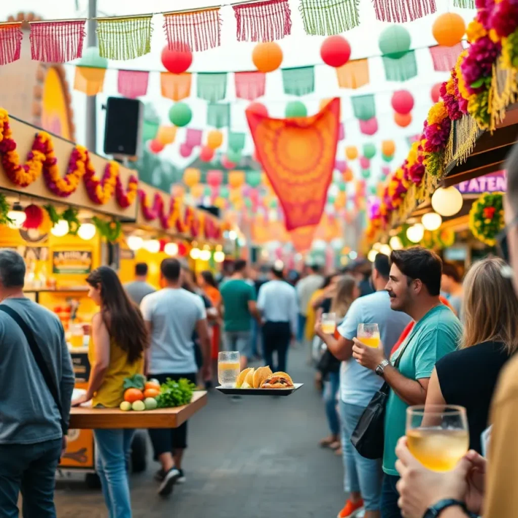Festivalgoers enjoying tacos and tequila at the Grand Rapids Taco and Tequila Festival