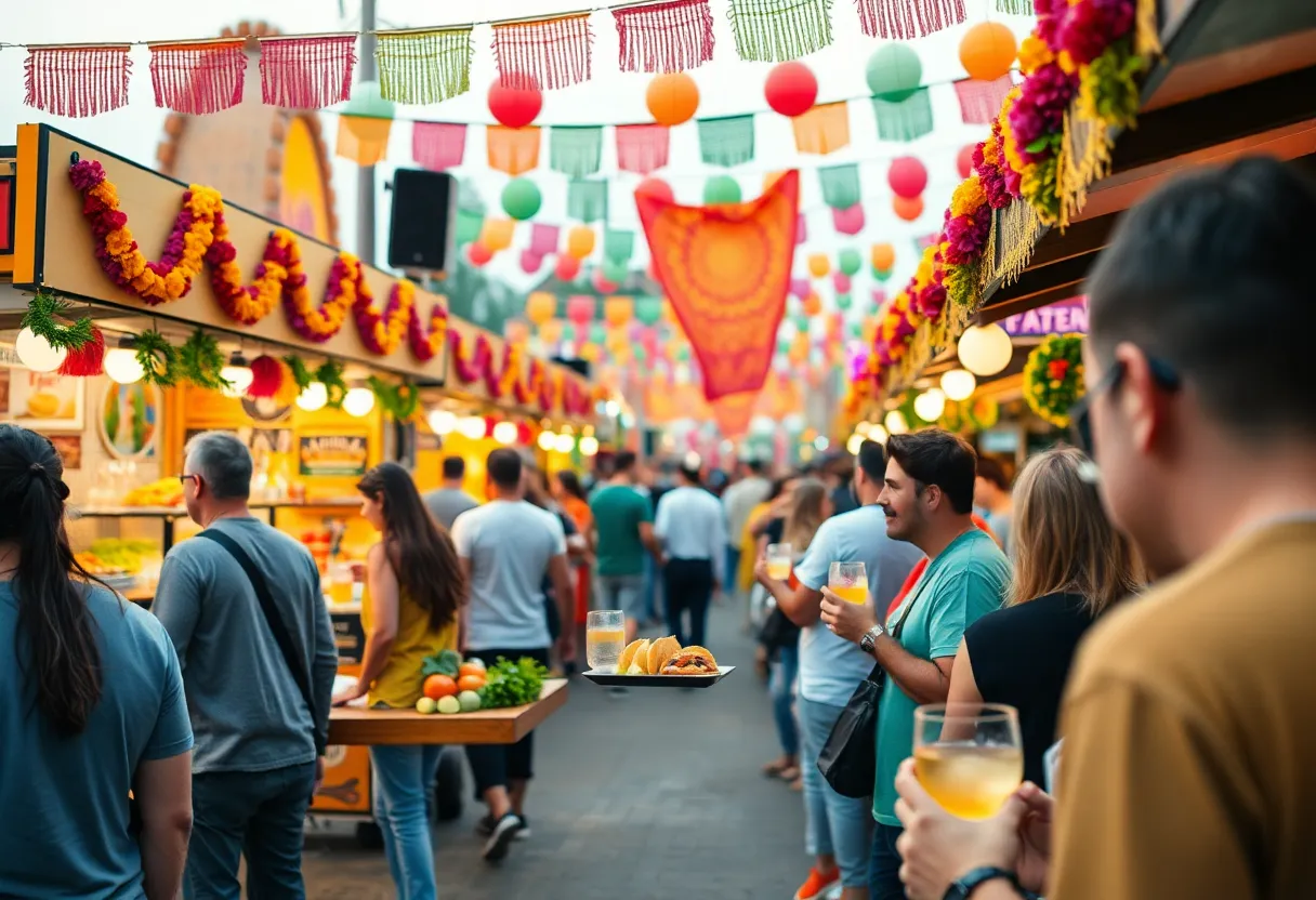 Festivalgoers enjoying tacos and tequila at the Grand Rapids Taco and Tequila Festival