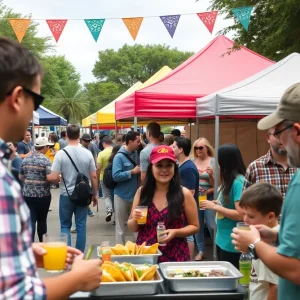 Attendees enjoying the Grand Rapids Tacos & Tequila Festival at Riverside Park.