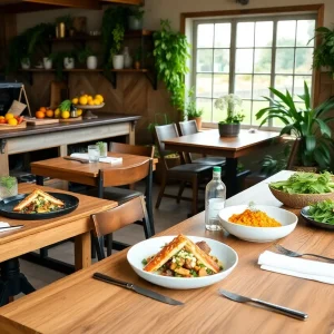 Dining setup at Grove Restaurant featuring seasonal dishes