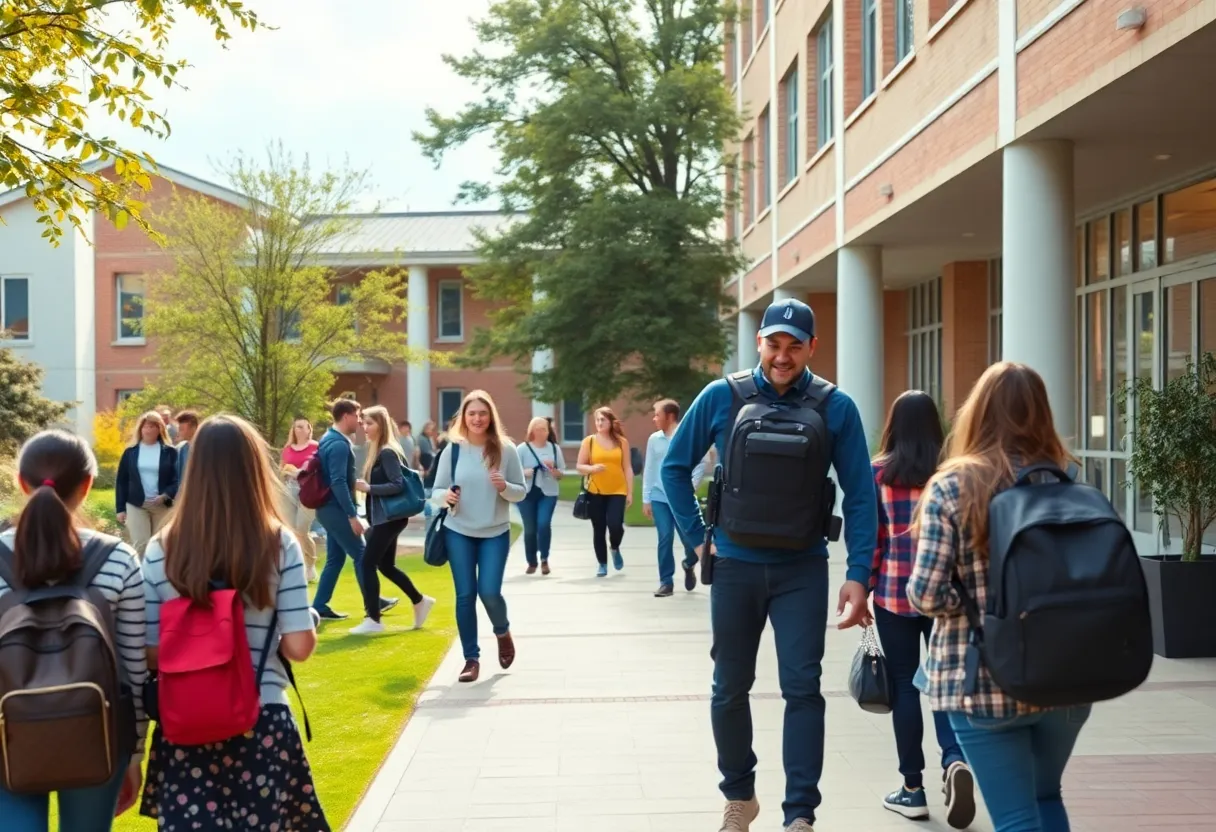 Students enjoying a safe campus environment at GVSU