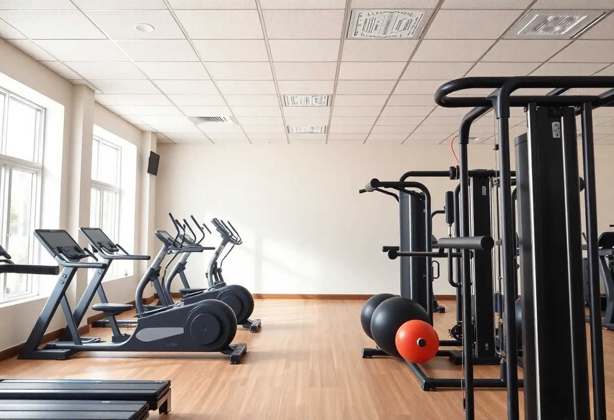 Interior view of a gym affected by COVID-19 lockdowns
