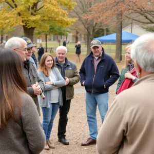 Community members at an open house discussing deer management in Kent County.