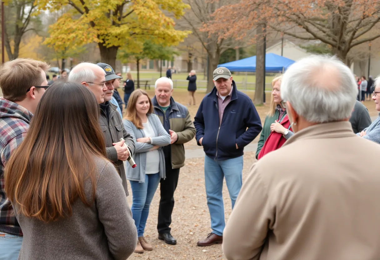 Community members at an open house discussing deer management in Kent County.
