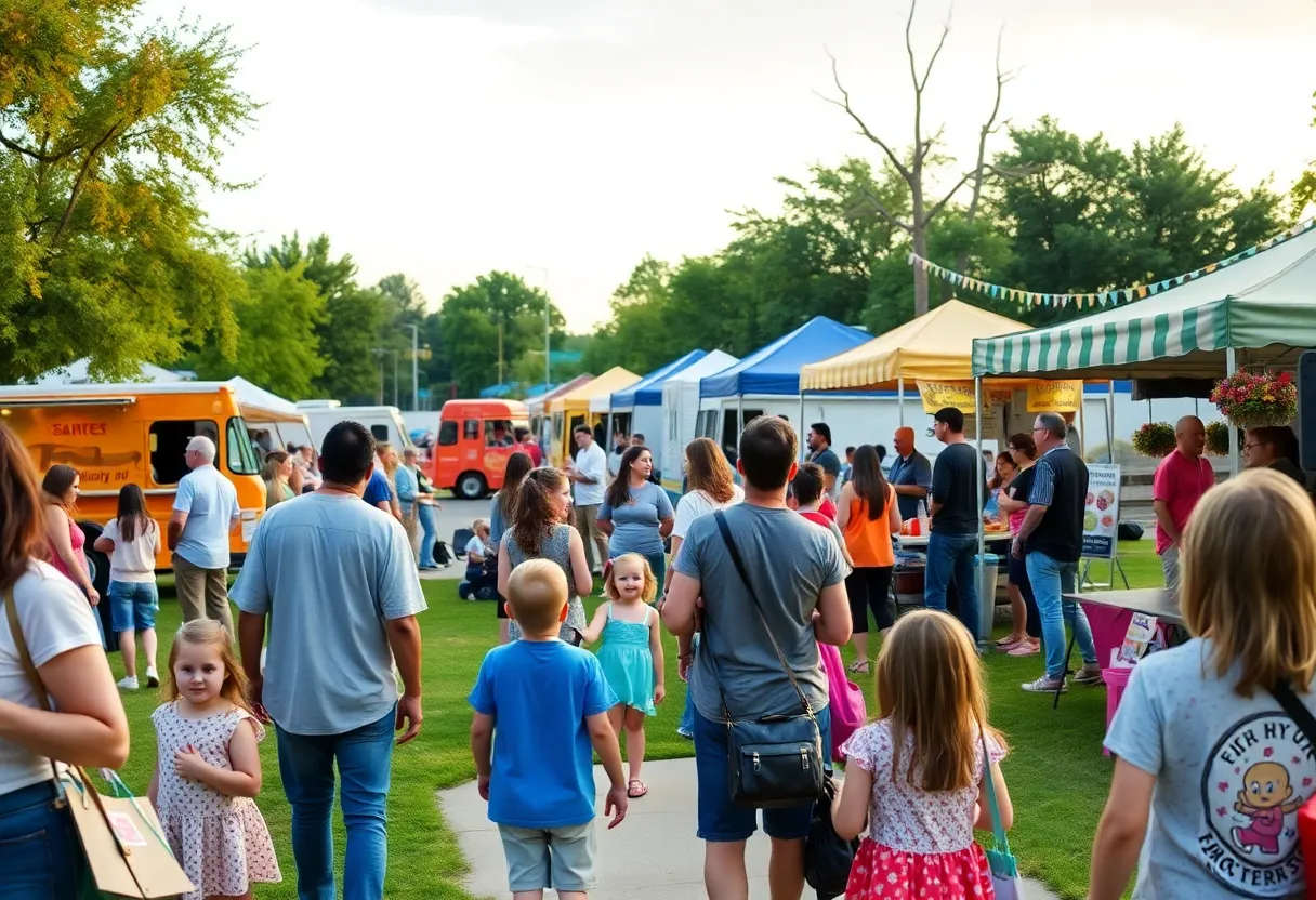 Families participating in summer activities at Kentwood's community event