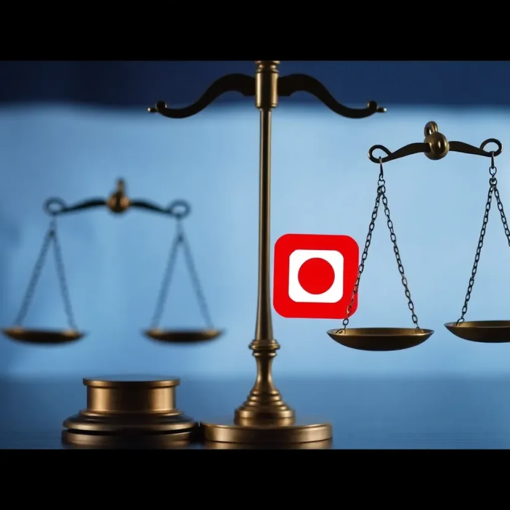 An abstract image depicting justice and online threats