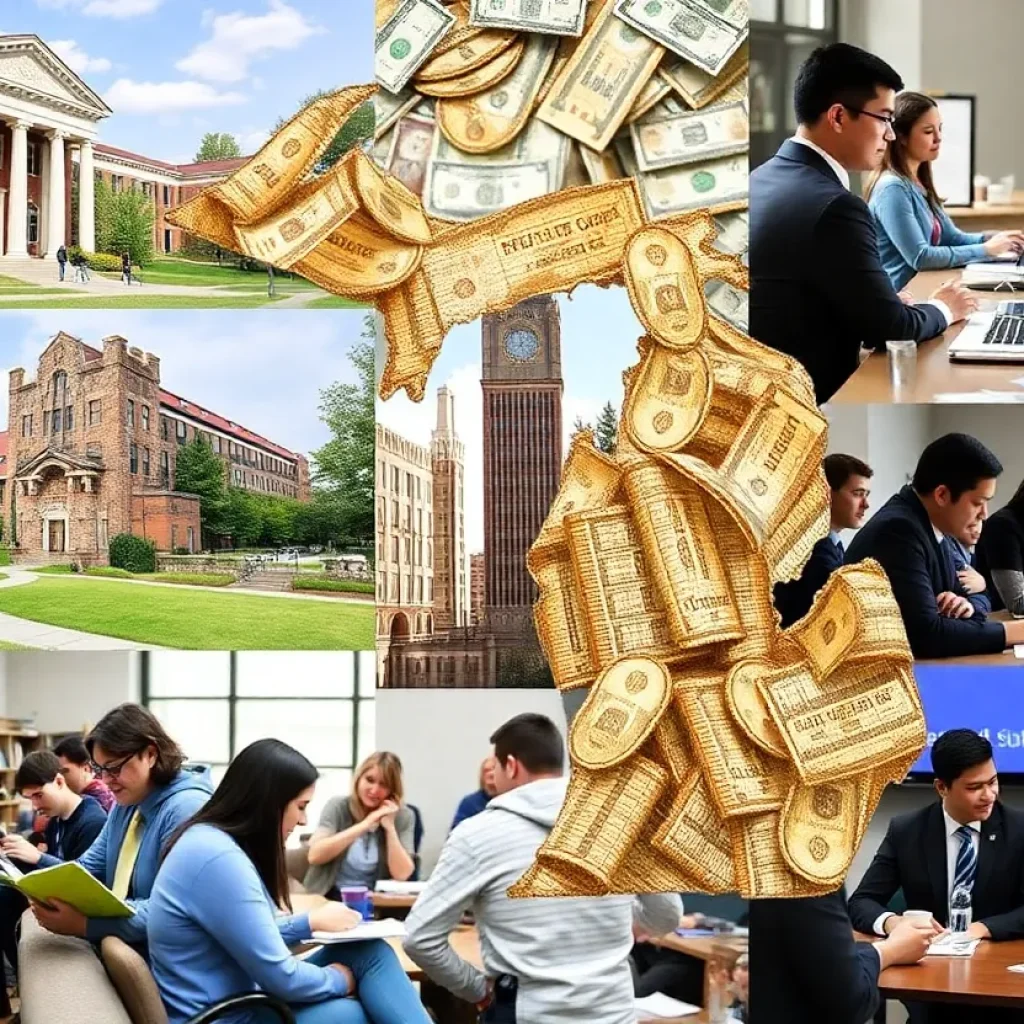 Students at a Michigan university campus amidst budget cuts