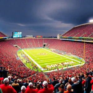 Fans celebrating a football commitment announcement at Michigan Wolverines