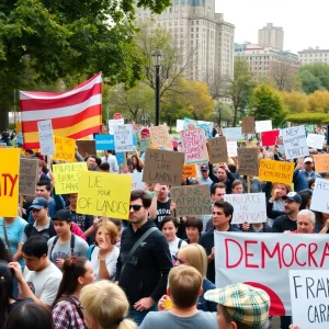 Protesters gather in Grand Rapids for No Kings protest