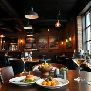 Dining setup at Noco Provisions with elegant decor