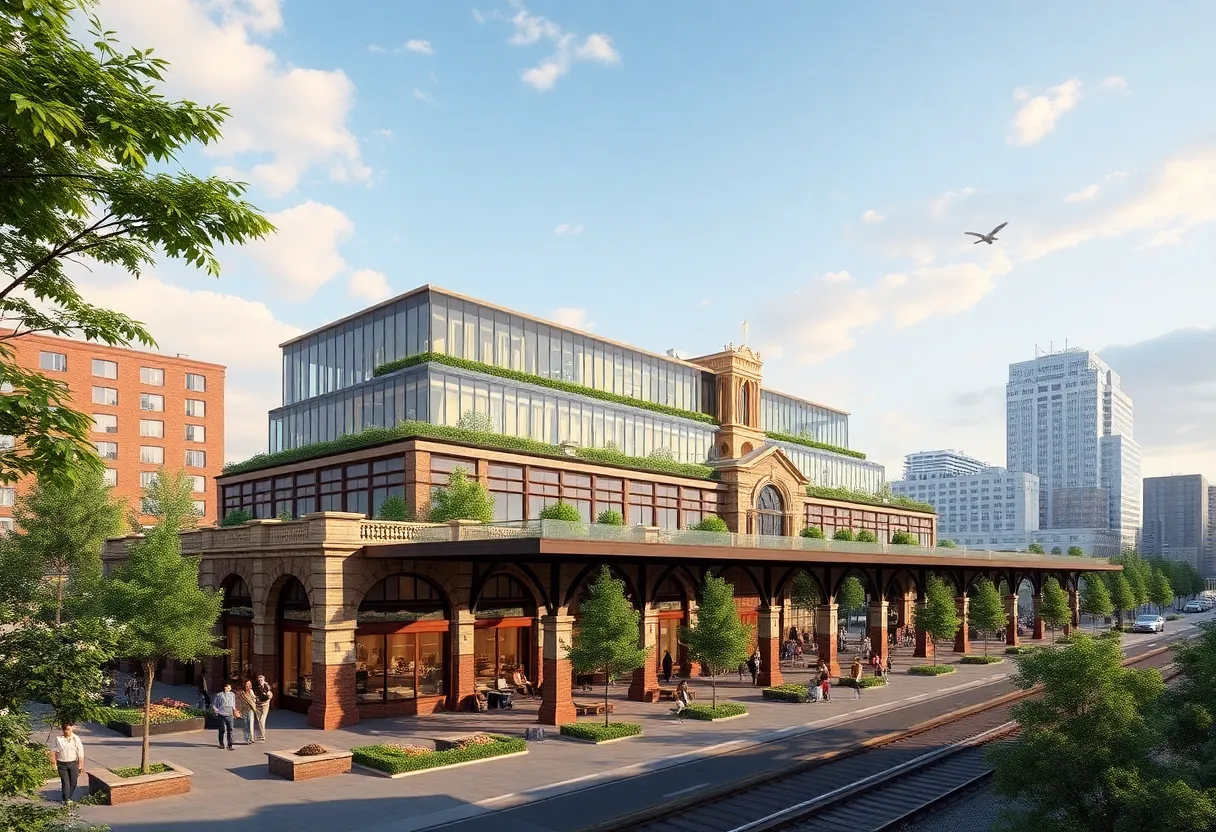 Rendering of the NoMad Hotel in Detroit, showcasing a blend of luxury and historical architecture.