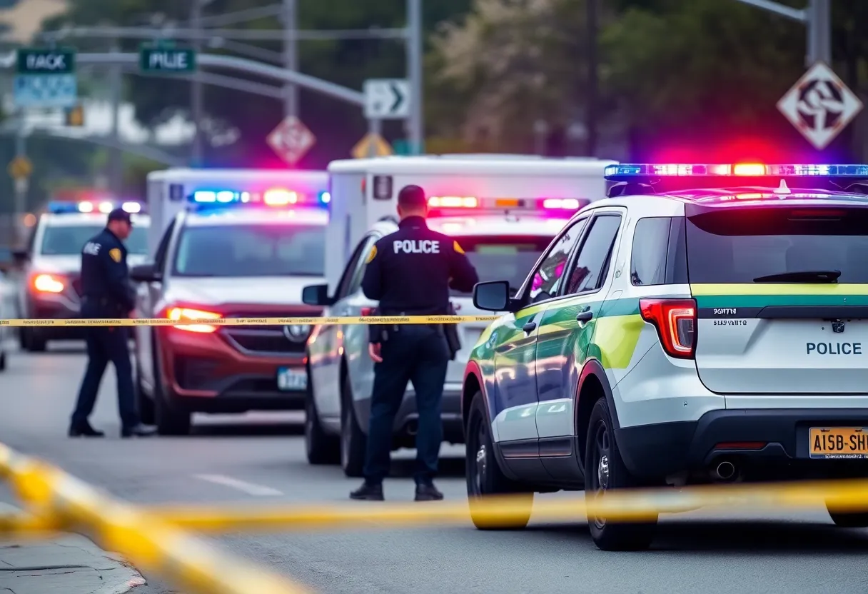 Law enforcement officers responding to a traffic incident at night