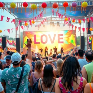 Diverse crowd at the Riverpride Festival celebrating love and unity