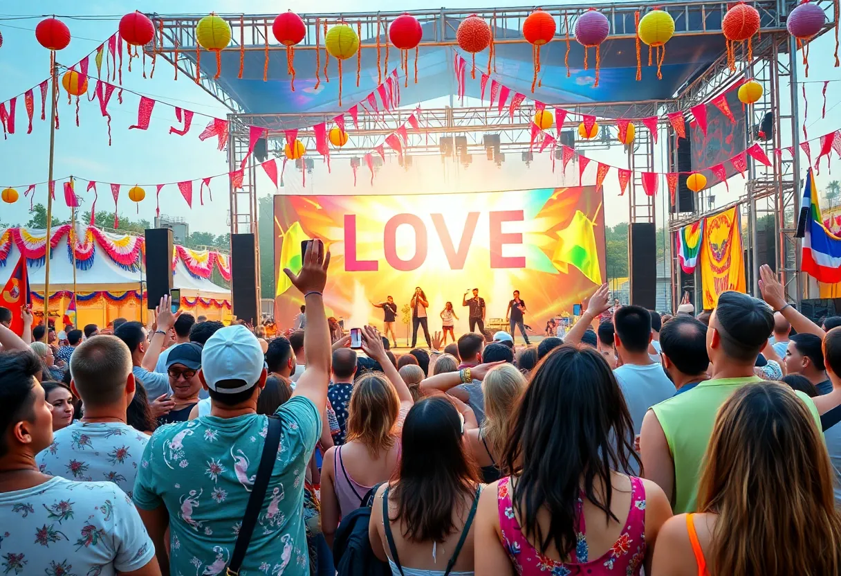Diverse crowd at the Riverpride Festival celebrating love and unity