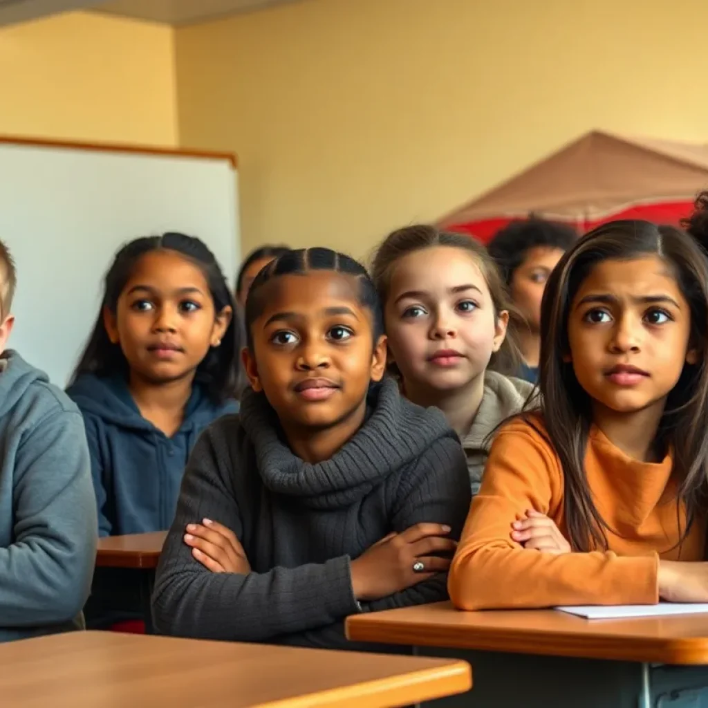 Students in a classroom reflecting on the challenge of homelessness