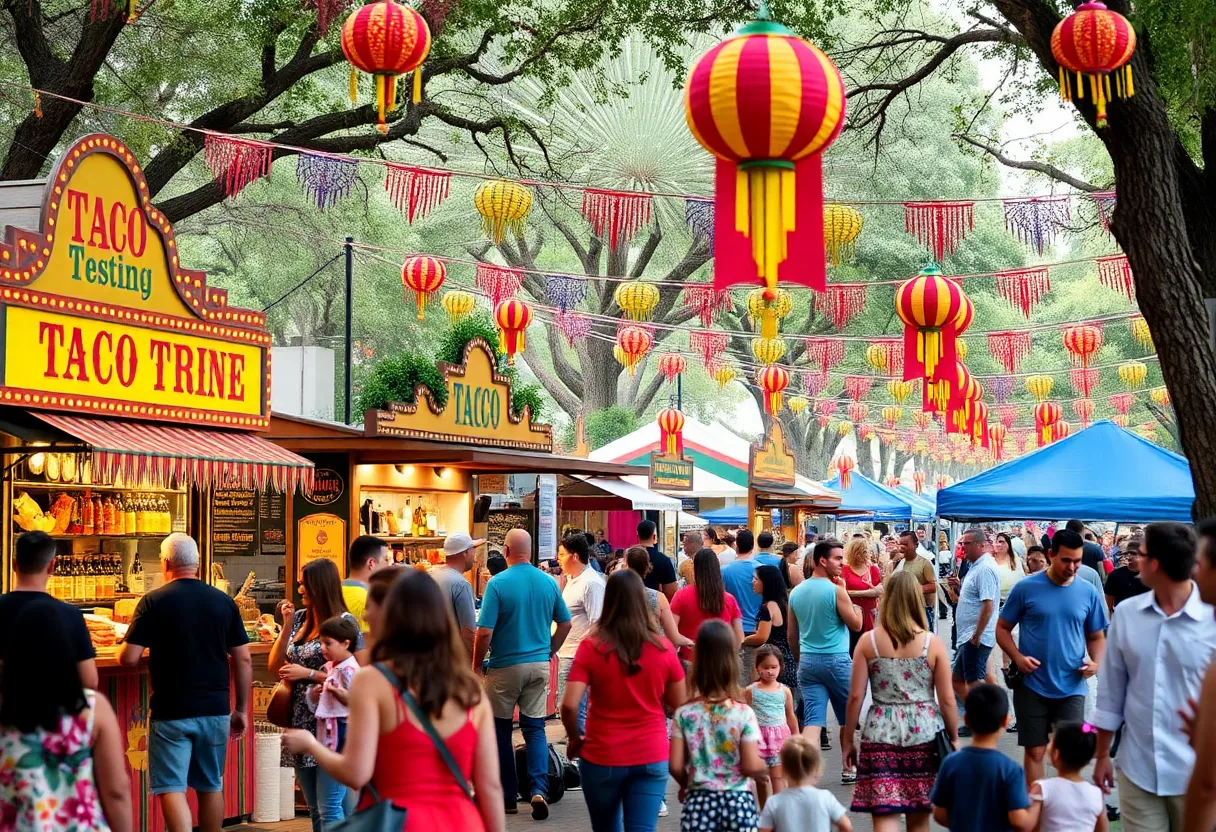 Families and friends enjoying the Taco and Tequila Fest at Riverside Park