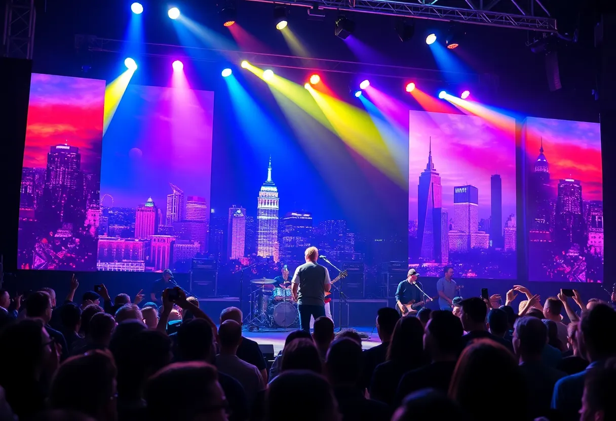 The Fray performing on stage with energetic crowd at GLC Live.