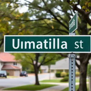 Street sign of Umatilla Street in Grand Rapids
