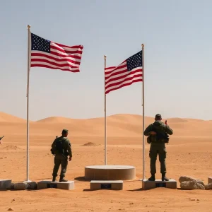 A military memorial honoring fallen U.S. Army soldiers in the Middle East.