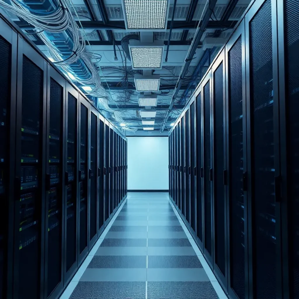 A view of US Signal's data center showcasing modern infrastructure and technology