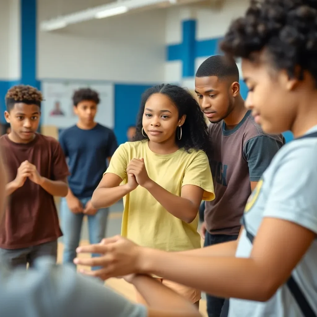 Teenagers participating in a training program at a community center