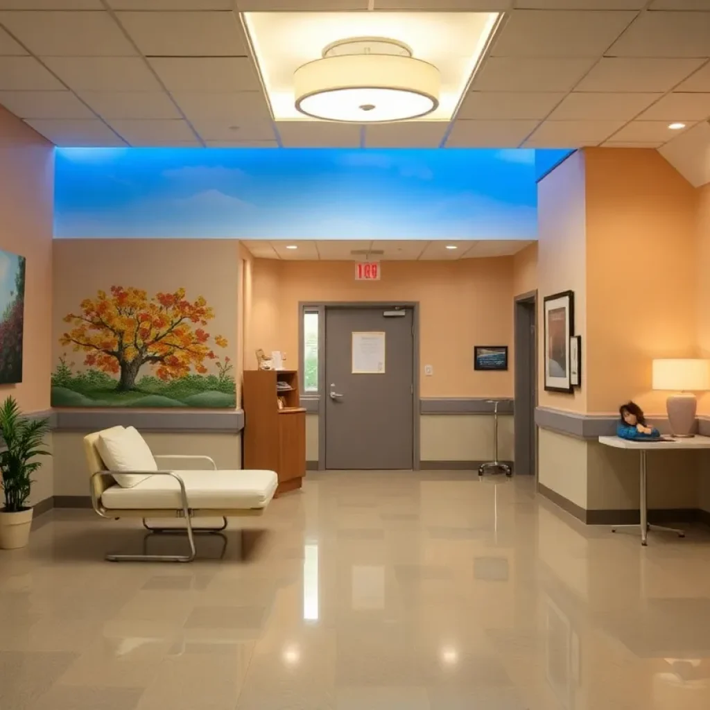 Artwork displayed in a hospital setting, enhancing the healing atmosphere.