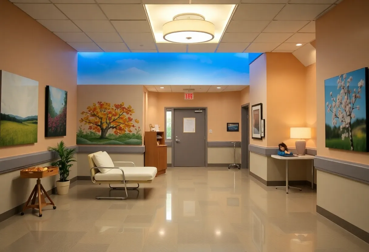 Artwork displayed in a hospital setting, enhancing the healing atmosphere.