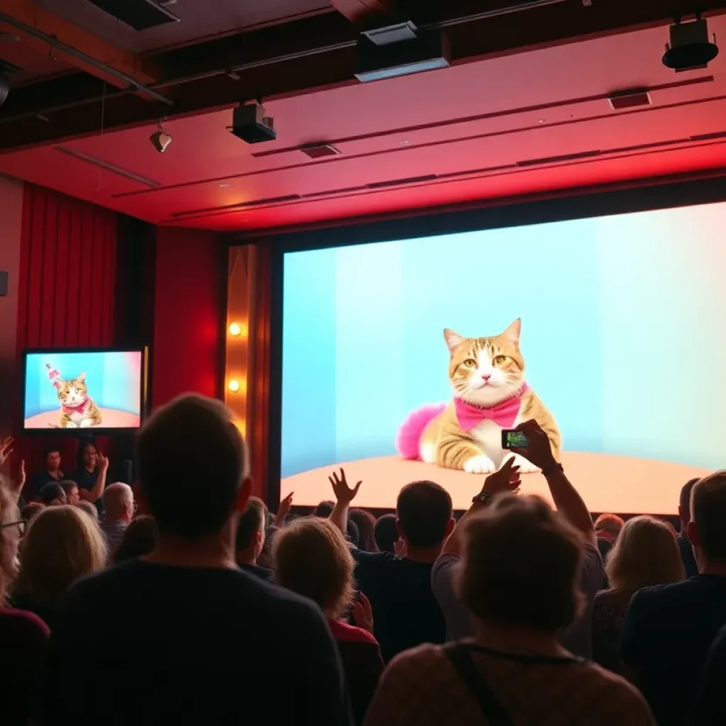 Audience enjoying the CatVideoFest at Wealthy Theatre
