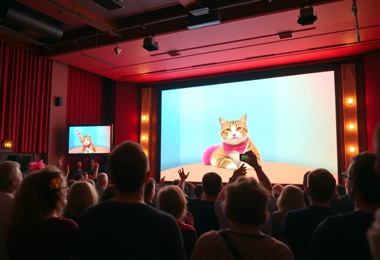 Audience enjoying the CatVideoFest at Wealthy Theatre