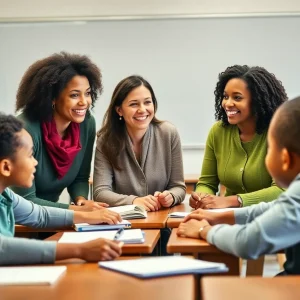 Teachers discussing salary challenges in a classroom setting