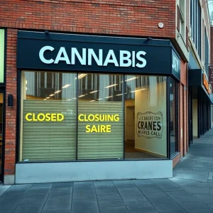 Closed cannabis dispensary sign in Michigan
