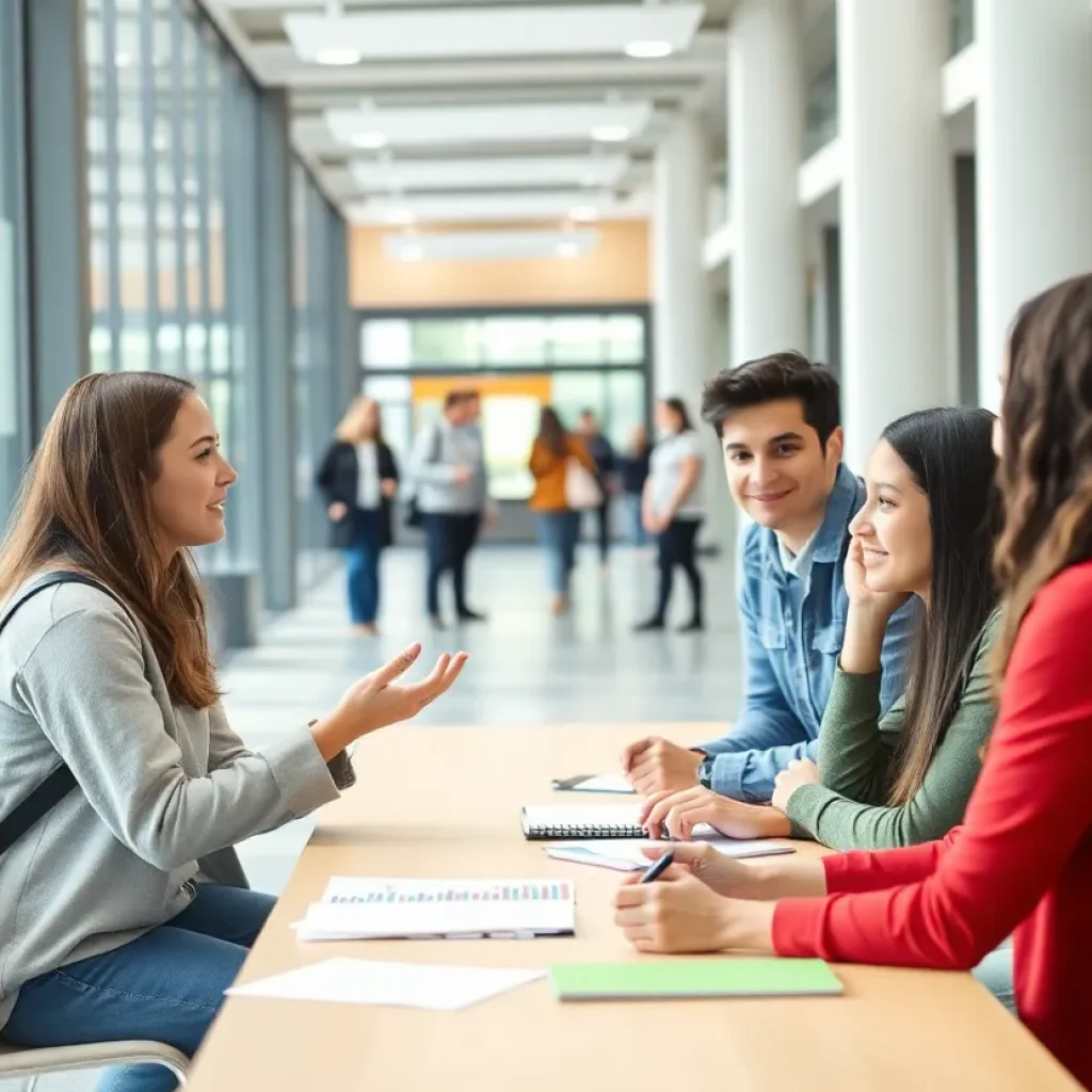 Students receiving advising at College Success Center